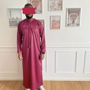 Qamis émirati satiné Bordeaux