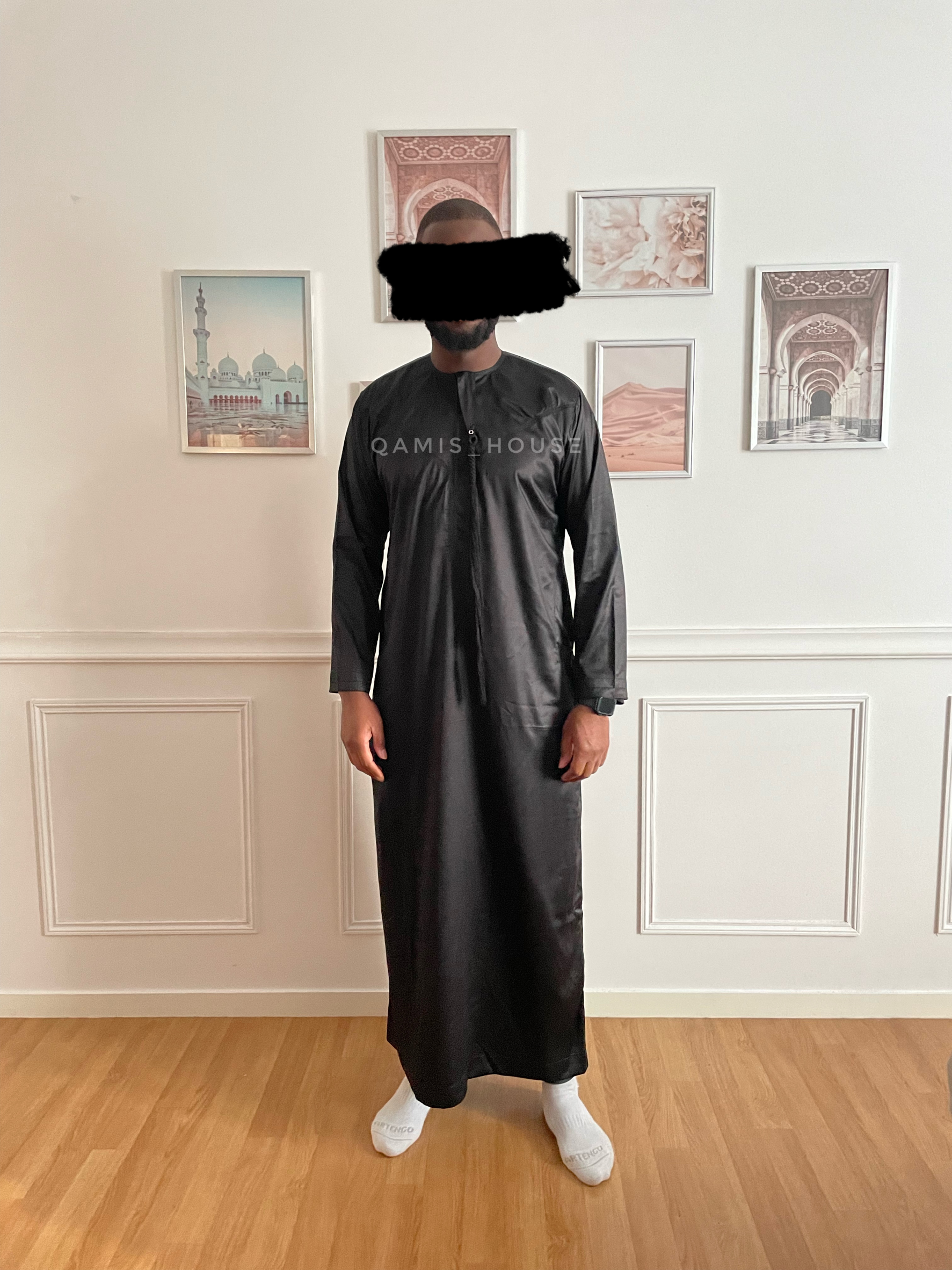 Qamis émirati satinée Noir