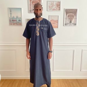 Qamis manche court Bleu marine