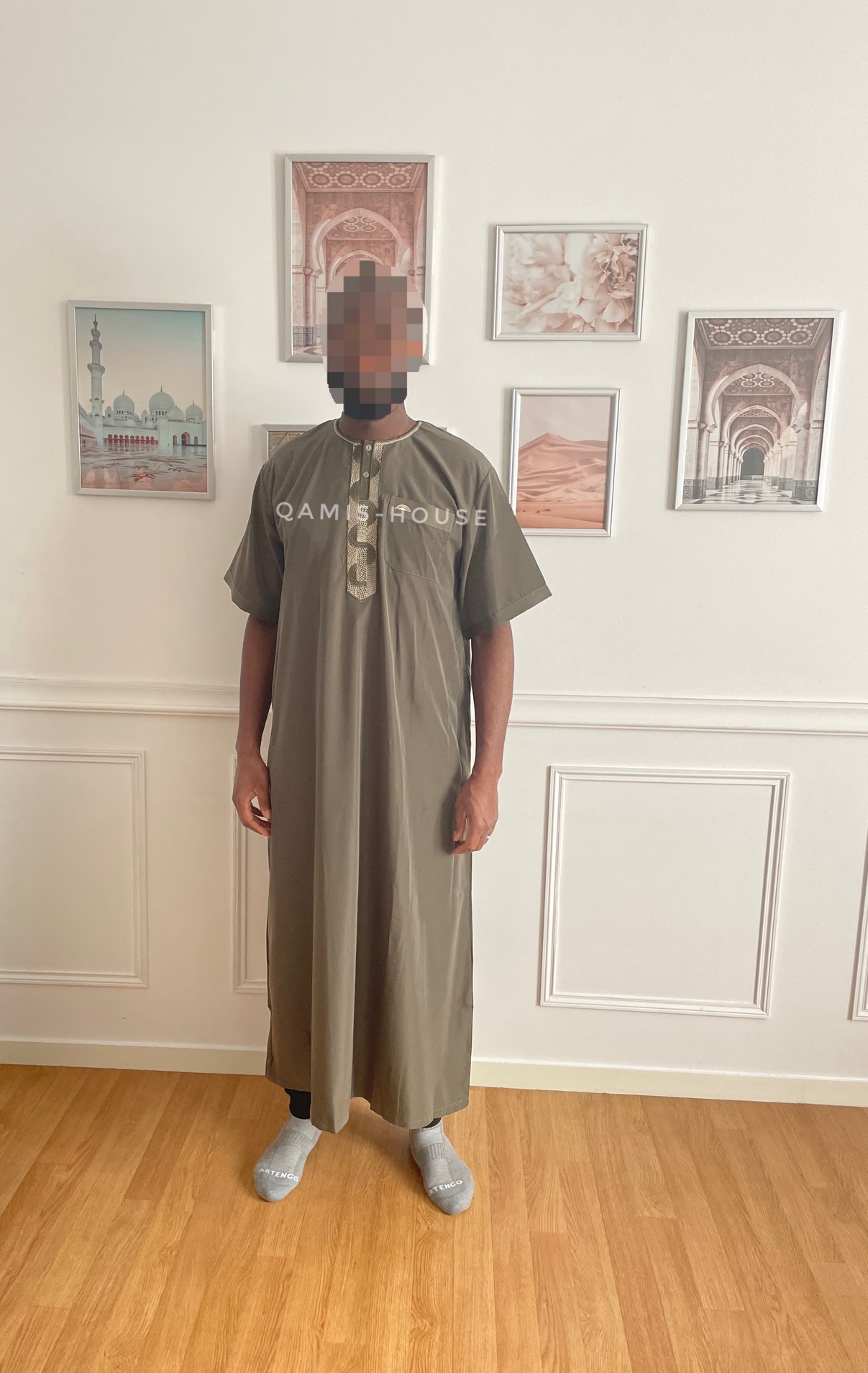 Qamis Manche court Kaki