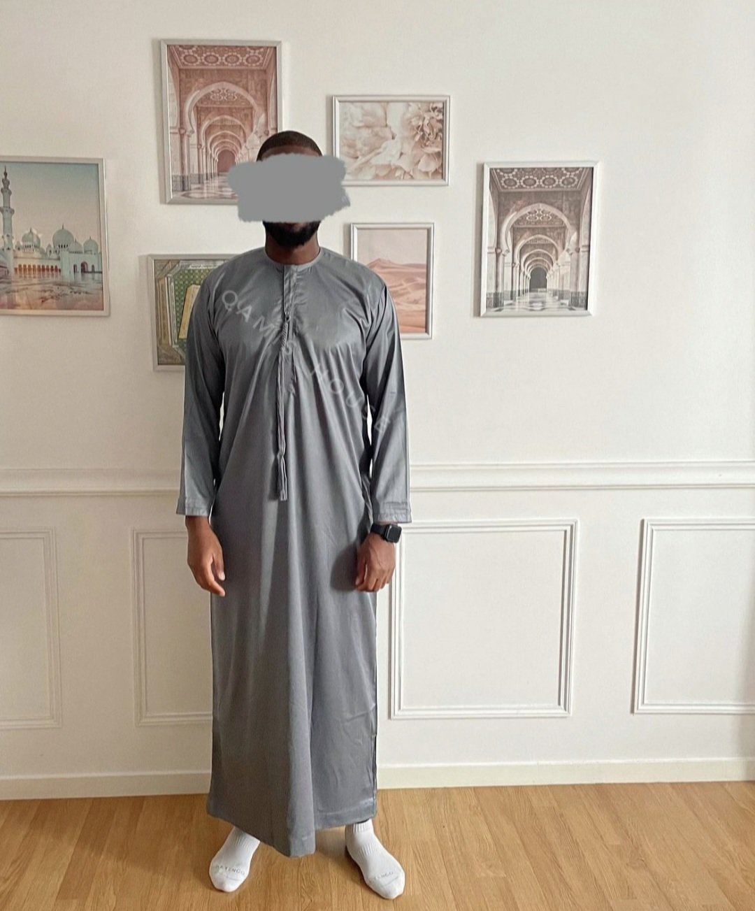 Qamis Émirati satinée gris anthracite