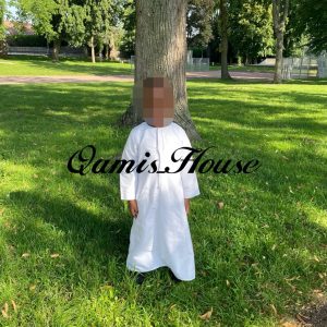 Qamis Enfant Émirati Satinée Blanc