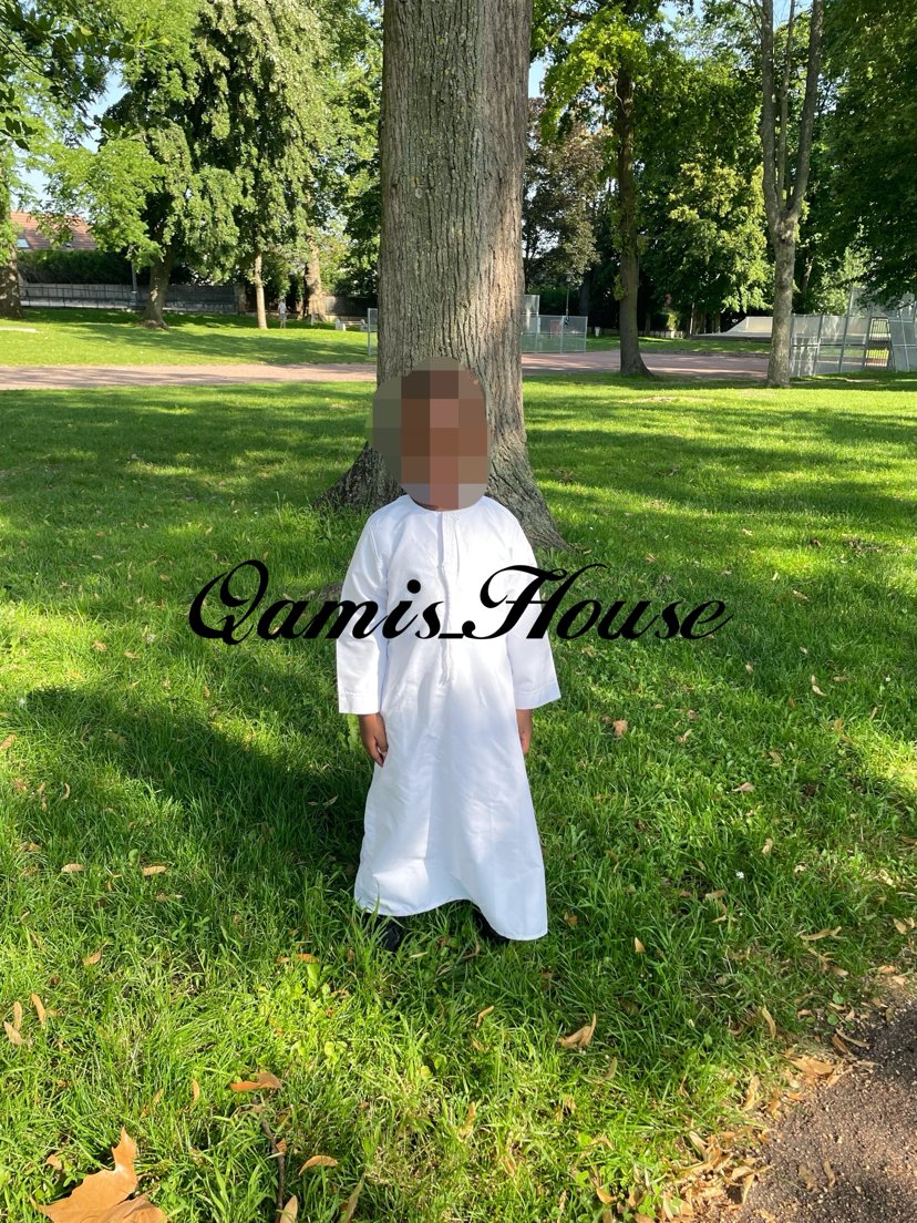 Qamis Enfant Émirati Satinée Blanc