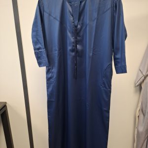 Qamis Émirati satinée Enfant Bleu marine