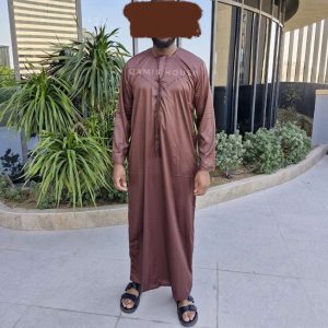 Qamis Émirati Satinée Chocolat