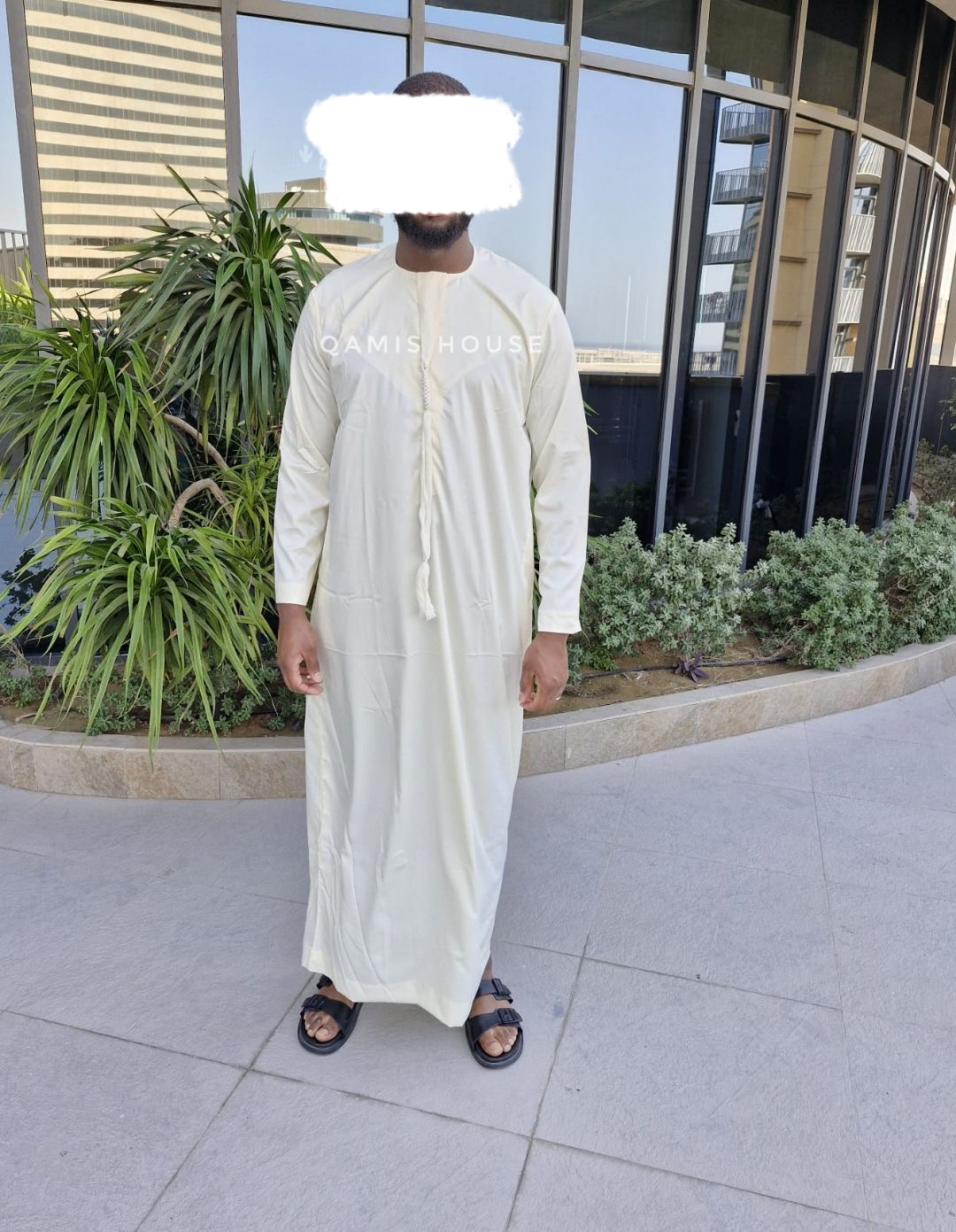 Qamis Émirati Satinée Crème