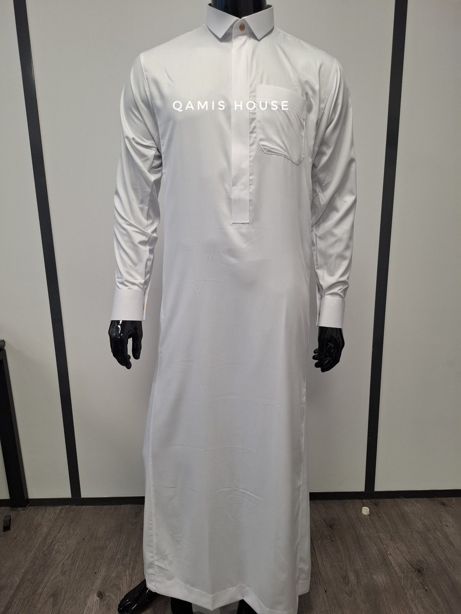 Qamis Col Chemise Blanc