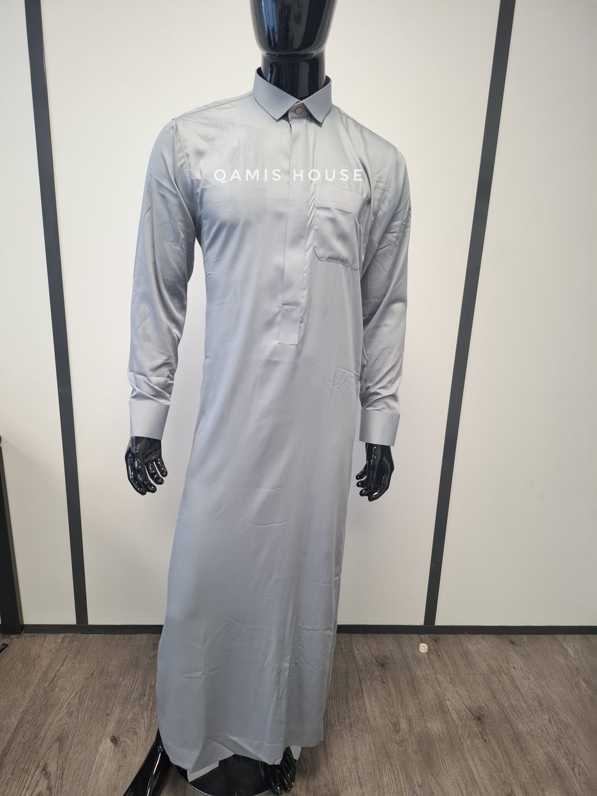 Qamis Col Chemise Gris