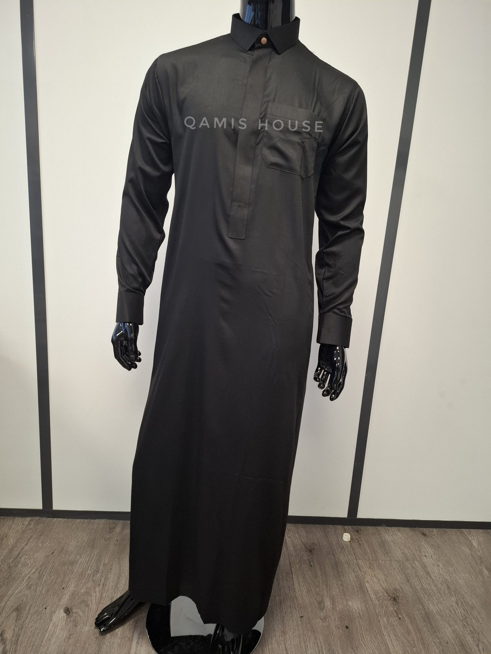 Qamis Col Chemise Noir